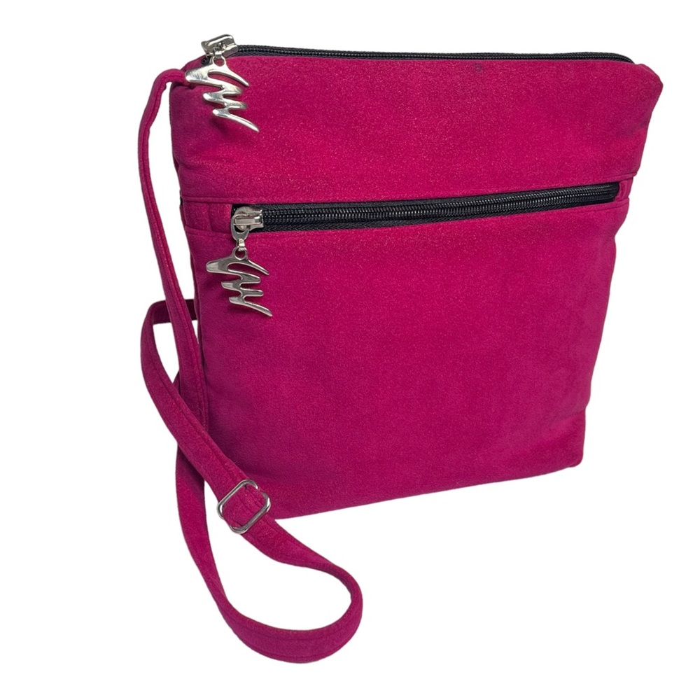Hand-crafted Vegan Hot Pink Ultrasuede Crossbody Bag by Marie Pace